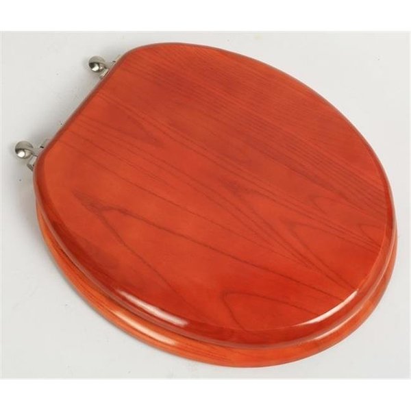 Plumbing Technologies Plumbing Technologies 5F1R2-15BN Designer Solid Round Oak Wood Toilet Seat with Brushed Nickel Hinges; American Cherry 5F1R2-15BN